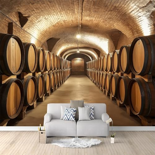 Fotomurales no tejido Bodega De Vinos Italiana De La Toscana 350x256 cm Papel Pintado Decoración de Pared moderna, Murales póster 3D, Decorativos Murales para Dormitorio Salón TV Pared