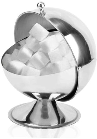 Alipis Kugelförmige Edelstahl Zuckerdose Spiegelnde Oberfläche Sphärische Bonbonglas Gewürzflasche Flippable Aufbewahrungsbox Küche Home Party