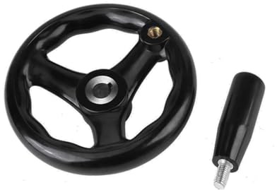 3 Spoke Hand Wheel, 160 x 16mm Corrugated Detachable Crank Hand Wheel Gumwood Lathe Accessory for Lathe and Milling Machine (Black)