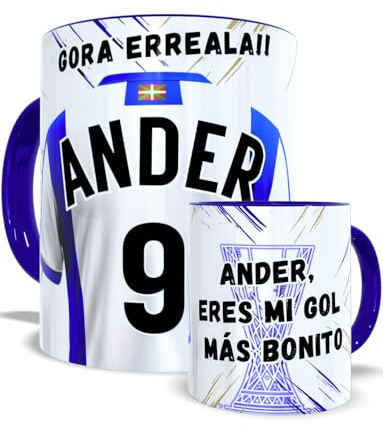 EL DETALLITO Taza La Real Personalizada Futbol Nombre Número Y Dedicatoria Regalo Original Para Cumpleaños De Equipos Apta Microondas Té Café