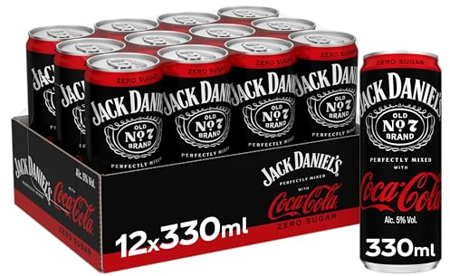 Jack Daniel’s & Coca-Cola Zero Azúcar, Combinado Whiskey, 12 x 330 ml
