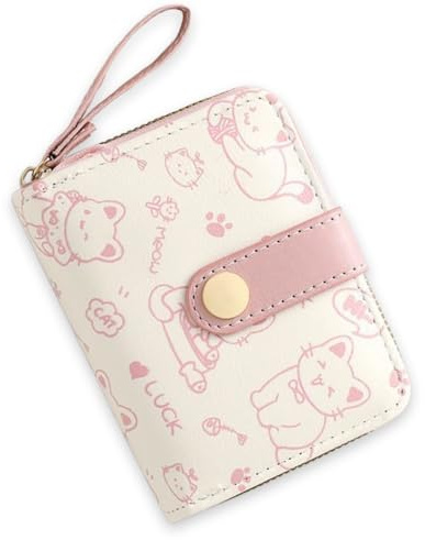 SSyang Nette Katze Geldbörsen, Geldbörse Damen Klein, Karten Portemonnaie, Cute Wallet, PU Leder Kleiner Geldbeutel Damen, Geldbeutel Klein, Portmonee Kinder, mit Reißverschluss Tasche, für Mädchen