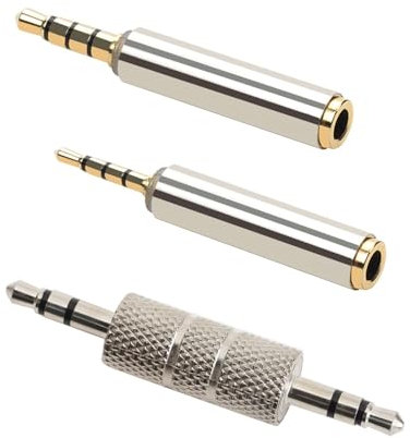 Adattatore da Jack 2,5 mm a 3,5 mm Set di 3 Pezzi 3.5 mm Maschio a 2.5 mm Femmina, 2,5 mm Maschio a 3.5 mm Femmina, 3,5 mm Maschio a Maschio Compatibile con Smartphone Microfoni e Dispositivi Audio
