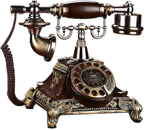 RUHEN Teléfono con Cable Retro Teléfono con Cable de Disco Giratorio clásico Teléfono de Escritorio Antiguo