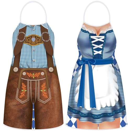 CHONGQILAO Delantal Oktoberfest para Hombres Mujeres, Divertido Delantal de Cocina Bávaro, Delantales de Barbacoa para Barbacoa al Aire Libre, Cocina, Jardinería, Arte de Cerámica
