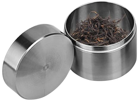 Contenitore per tè in latta – Barattolo da cucina | Portapillole in acciaio inox | Grande contenitore per alimenti con coperchio ermetico | Contenitore impermeabile per pillole da viaggio | Organizer