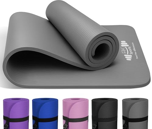 FK Sports Yoga Mat 20MM Extra Thick 183 x 61 cm NBR Fitness Foam, Pilates Mats With Mesh Bag & Carry Strip, Non-Slip Exercise Mat for Women & Men Ideal for Planks & Stretching, Home Gym Mat (Grey)