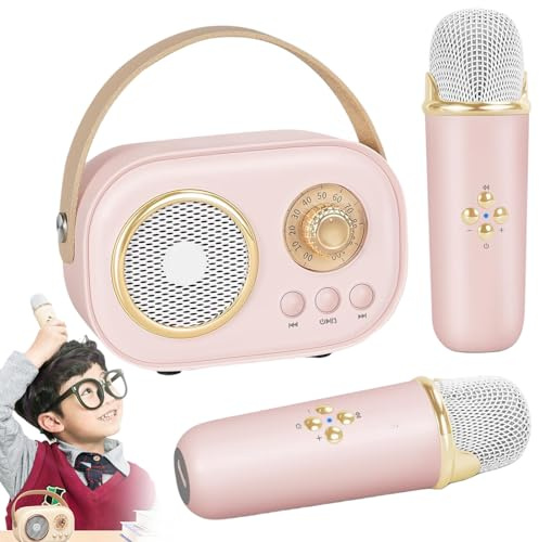 VivaMic - Juego de karaoke portátil para niños, mini máquina de karaoke con 2 micrófonos inalámbricos, altavoz Bluetooth portátil, 6 efectos de sonido para niños y adultos, cumpleaños, hogar, familia
