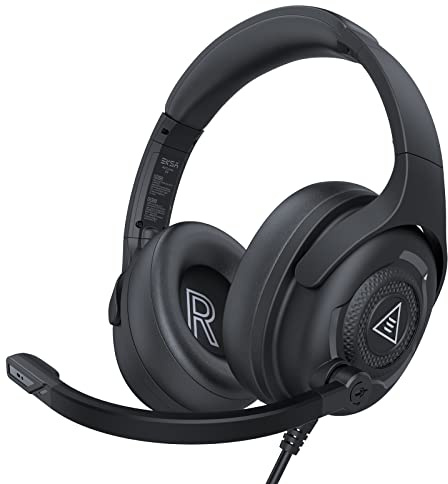 EKSA PC Headset mit Mikrofon, Wired Headphones mit 3.5mm Klinken Kabel, 50mm Treiber Crystal Clear Surround Sound, 263g Ultra Leicht kopfhörer, Over-Ear Headset für PC/PS4/PS5/Xbox/Switch, AirComfy