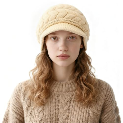 OIXEYA 1 Pezzi Berretto Invernale da Donna, Cappello Lana Donna Invernale, Cappello Invernale Con Visiera, Cappello Pile, Caldo