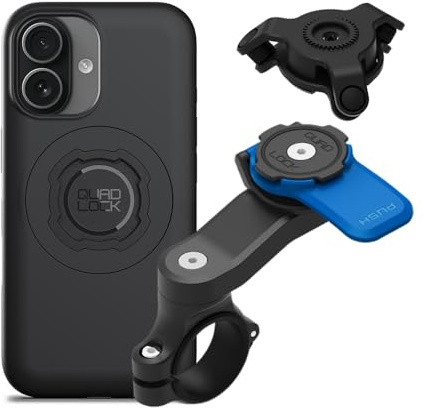 QUAD LOCK Lenker Handyhalterung für Motorrad mit Vibrationsdämpfer und MAG Hülle für iPhone 17