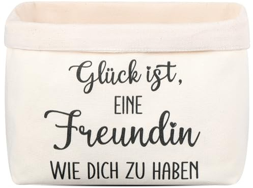 Xuniea Geschenkkorb für Freundin Geburtstagsgeschenk Brotkorb aus Stoff | Glück ist, eine Freundin wie dich zu haben, Brötchenkorb Brottasche, Präsentkorb Leer, Beste Freundin Geschenk