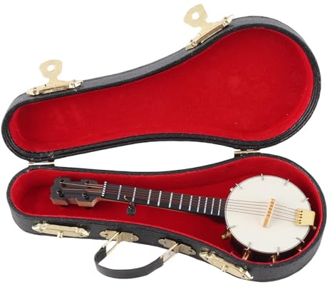 SALALIS Modèle de Banjo en Bois Miniature et Réaliste, Fabrication Exquise, Accessoires de Maison de Poupée pour Cadeaux, Jouets de Décoration pour Les Amateurs de Musique
