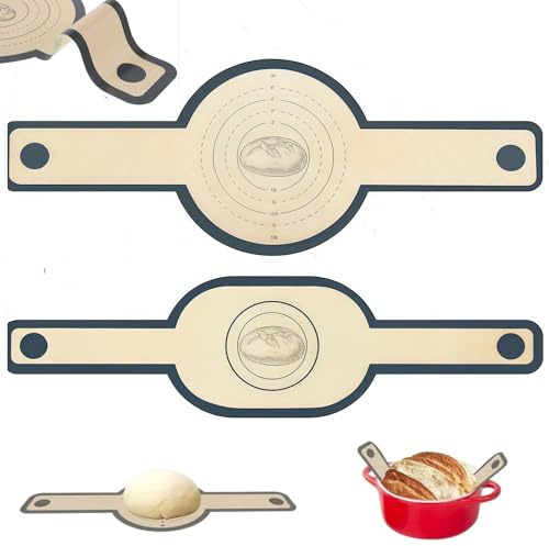 Vyqrx 2PCS Silicone Bread Sling for Dutch Oven for Sourdough Bread, Round & Oval Non-Stick Baking Mat Set, Heat-Resistant Sourdough Transfer Mat with Handles, Reusable Bread Making Accessories