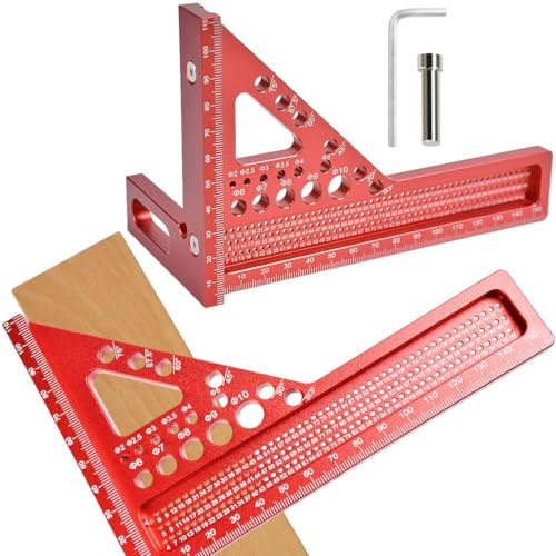 Xygobla 3D Speed Square Multi Angle Measuring Ruler | 22.5 to 90 Degree Aluminium Woodworking Protractor Set with Angles Position Aid, Layout Scriber for Carpenter