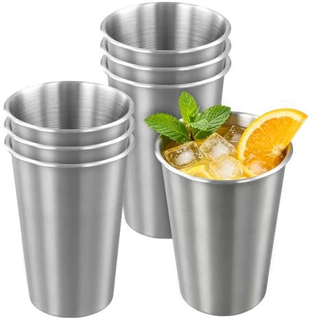 FUNSUEI 7 vasos de acero inoxidable de 500 ml, vasos de cerveza de metal apilables reutilizables, vasos irrompibles para camping, viajes, senderismo, fiestas y uso doméstico