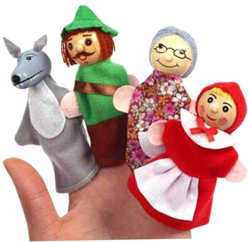Lawnrden Handpuppen für Kinder | 4 Teile/Satz Handpuppen für Kinder, Rotkäppchen-Spielzeug, interaktives Rollenspiel, Cartoon-Puppentheater für das Geschichtenerzählen von Kleinkindern