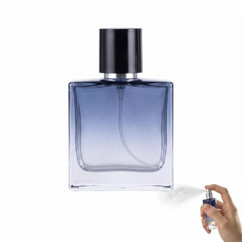 Vaporisateur de Parfum Vide 50ml en Verre - Flacon de Parfum Rechargeable avec Design Bleu Dégradé - Bouteille de Parfum Élégante avec Pulvérisateur Brume Fine pour Voyage et Maison