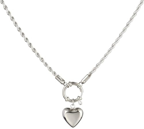 MOCHAMIK Lock Necklace For Women And Men, 925 Sterling Silver Heart Pendant Twist Chain Choker Necklace, Padlock Women, Men