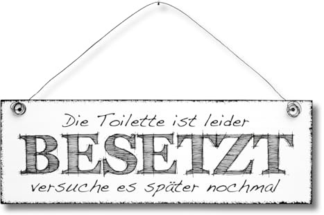 Toilette besetzt - WC Bad Badezimmer Dekoschild Türschild Wandschild Holz Deko Wand Tür Schild 10x30cm Holzdeko Holzbild Geschenk Mitbringsel Geburtstag