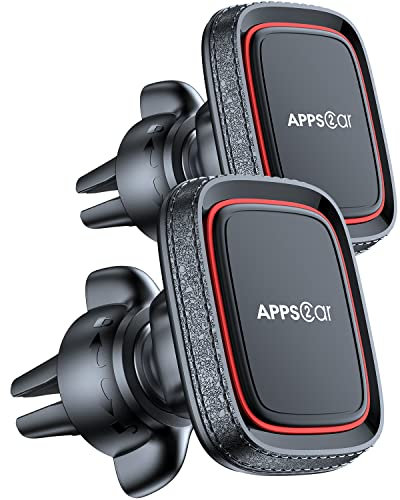 APPS2Car [2 Paquetes Soporte Móvil Coche, Iman Coche Móvil para Rejilla del Aire, 360°Rotación, Soporte Magnético Móvil Coche para Smartphone iPhone Samsung, los télefonos móviles