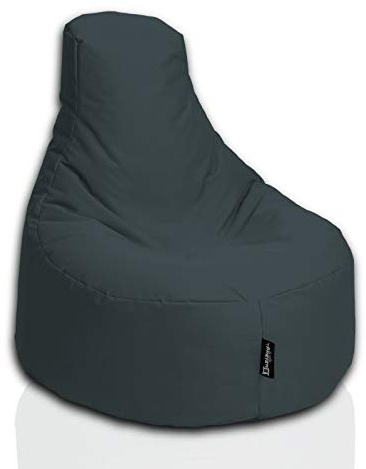 BuBiBag Gamer Sitzsack, Lounge Sessel, Gaming Sitzsäcke, Indoor & Outdoor Kissen für Kinder und Erwachsene (Anthrazit;Ø:80cm)