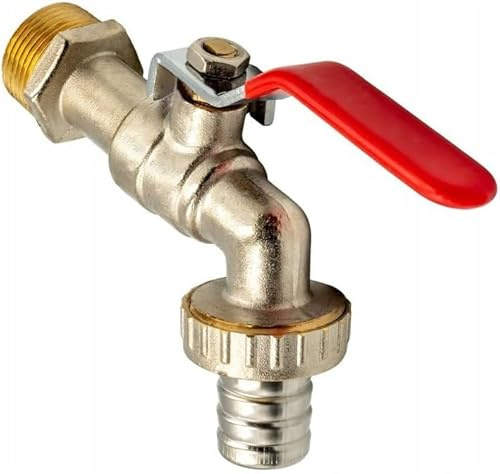 KNM Trade Gartenwasserhahn 3/4 Messing PTFE-Dichtung Frostsicher | Korrosionsbeständig, einfache Montage, Trinkwassersicherheit, duale Anschlüsse, bis 90°C, bis 10 bar