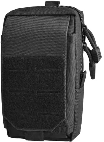 TRIWONDER Pochette Tactique Téléphone Sacoche Ceinture Poche Molle Gadget EDC Sac Militaire pour Randonnée Cyclisme Voyage (A - Noir)