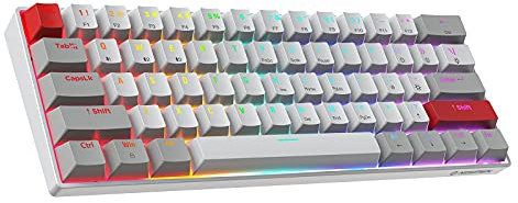 Newmen GM610 60% Wireless Mechanical Keyboard,Wired/Bluetooth/2.4G RGB Backlit,61 Anti-Ghosting Keys,Programmable,Hot-Swappable Gaming Keyboard,for PC Windows Mac Laptop Computer(Linear Red Switch)