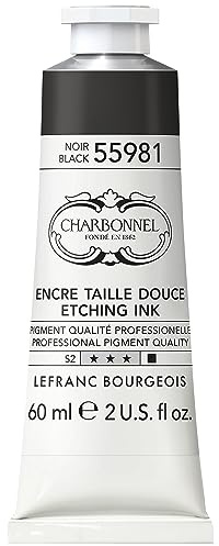 Charbonnel Kupferdruckfarben, hochpigmentierte Tiefdruckfarbe, ausgezeichnete Lichtechtheit, Vegan, lebendige Farben, alterungsbeständig, 60ml Tube - Schwarz 55981