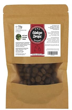 Trade Teamwork Ginkgo Drops für Katzen – Leckerlis mit Kräuterextrakten wie Ginkgo, Mistel und Weißdorn, 78g
