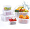 Luxear Juego de 5 Recipientes de Alimentos para Nevera, Reutilizable, Recipientes de Almacenamiento Fresco con Colador y Tapa, Contenedor de Plástico sin BPA para Verduras Frutas, Blanco