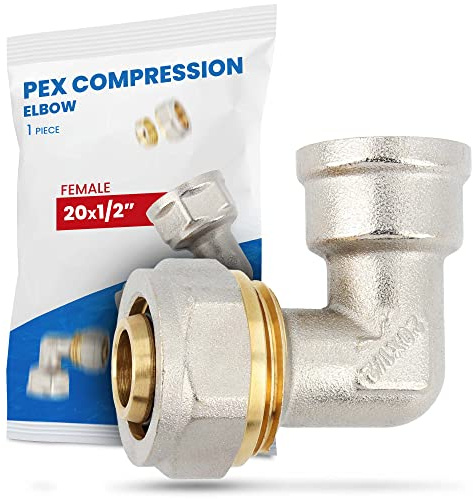 Winkelverbinder PEX-AL-PEX Schraubfitting Klemmverschraubungen Aluverbundrohr Sanitär-Heizungssystem 20x1/2'' IG | Messing Schraub-Kupplung Übergang Winkel 90° Verbundrohrsystem
