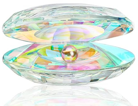 Bunte Muschelfigur aus Kristallglas Sammlerstück, Muschelfigur aus Glas mit Perle als Tischdekoration als Hochzeitsgeschenk