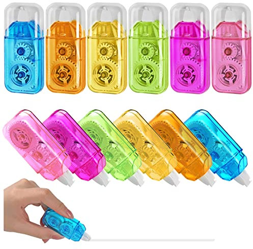 Svalor 12 Stück Korrekturroller, Mini Korrekturmaus 4mx 5mm, Mini Kompakt Korrekturband Roller, White Out Tape Für Büro Heimbüro Oder Schule-Transparentes Mehrfarbig