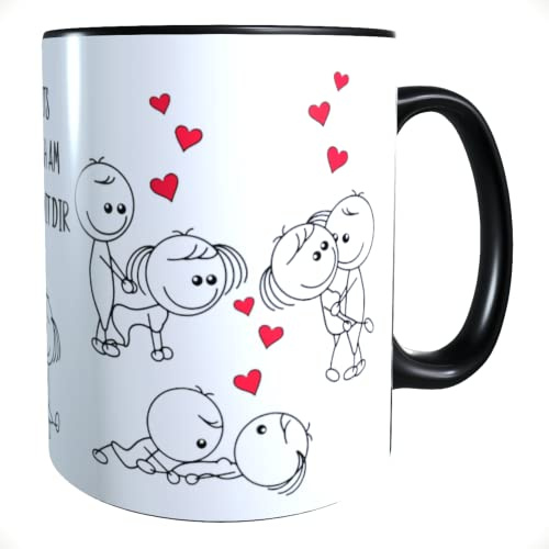 Kilala Tasse Liebes Geschenk mit Strichmännchen Motiv Spruch, Stellungen Liebe lustig Kaffeetasse Teetasse, schwarz