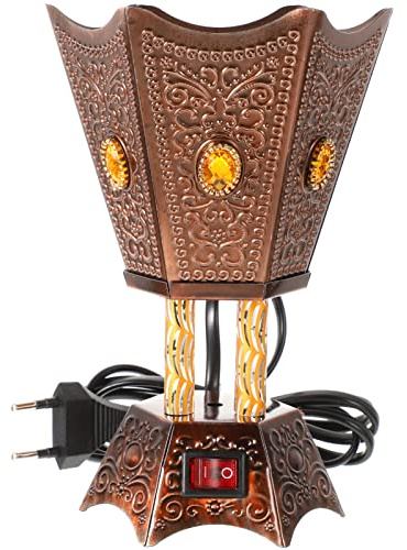 Sewroro Bruciatore Elettrico Incenso Arabo Vintage Portaincenso Per Casa Aromaterapia Decorazione Centrotavola Facile Da Usare