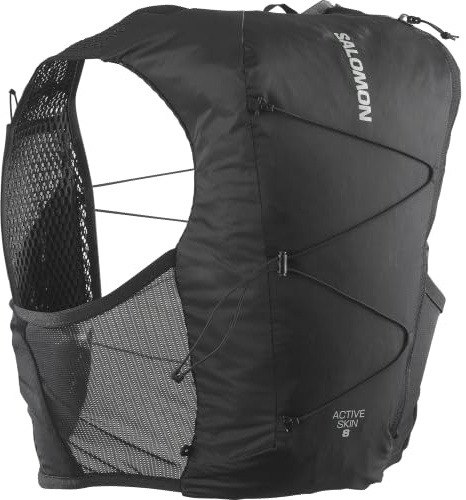 Salomon Active Skin 8 No Flasks Unisex-Hydrationsweste Trail Running Wandern MTB, Kompatibel mit weichen Trinkflaschen (Nicht enthalten), Einfache Flüssigkeitszufuhr, Präzise Passform