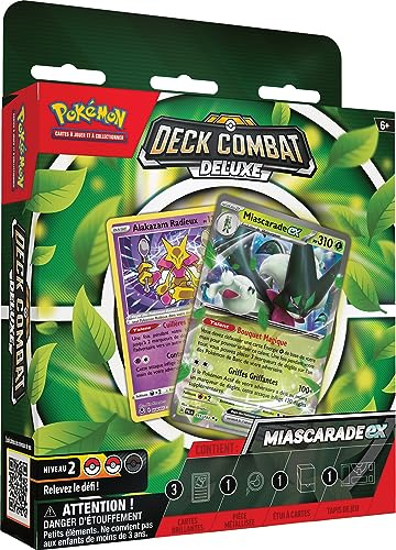 Pokémon: Deck Combat Deluxe - Palmaval-ex o Miascarade-ex (Modelo aleatorio) - Juegos de mesa - Cartas para jugar y coleccionar - A partir de 6 años - Versión en francés