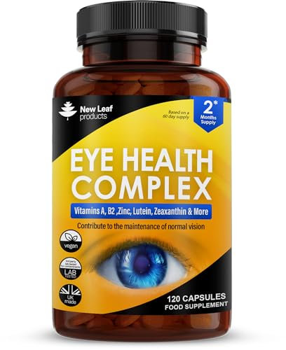 Lutein Supplement for Eyes - Lutein and Zeaxanthin Supplement enriched with Vitamin A, B2 which Supports Normal Vision & Zinc Eye Vitamins - Made in The UK Eye Health Complex by New Leaf