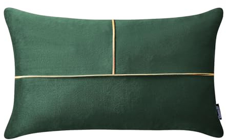 Room99 Be Glam Simple 30 x 50 cm Zierkissenbezüg Kissenbezüg Kissenhüll Dekorative Dekokissen Wurfkissenbezug Deko Aesthetic Modern Schlafzimmer Wohnzimmer Velvet Samt Dekor Dunkelgrün,1 Stück