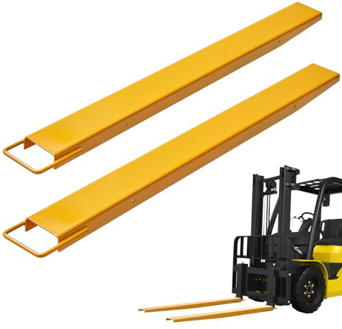VEVOR Pallet Fork Extensions, 60 Length 4.5 Width, Heavy Duty Carbon Steel Fork Extensions for Forklifts, 1 Pair Forklift Extensions, Industrial Forklift Fork Attachments for Forklift Truck, Yellow