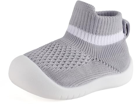 MK MATT KEELY Chaussures Premiers Pas Bébé Garcon Fille 6-36 Mois Chaussettes Chaussures Respirant Enfant Chaussons Antidérapante,Gris,9-12 Mois