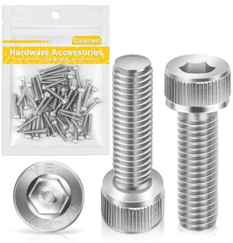 Vis DIN 912 Vis tête Cylindrique BTR（A2 V2A）CHC à 6 pans creux Filetage Complet Tete Ronde Boulon Inox pour Ecrou et Rondelle (50, M4 x 20)