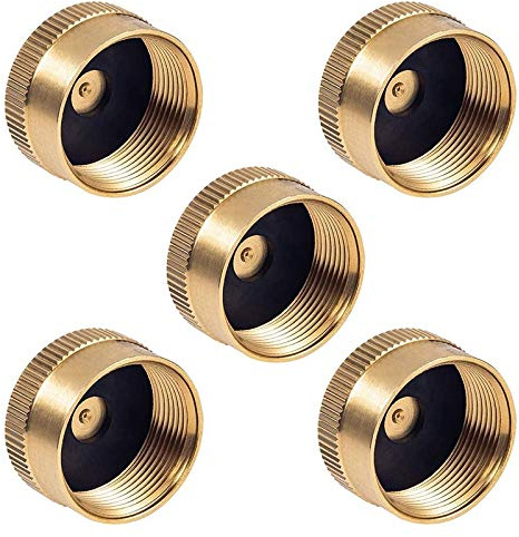 Joasaca 5 Pieces Solid Brass Refill Cap 1 LB Propane Bottle Cap Gas Tank Cylinder Sealed Cap Protect Cap for Outdoor Stove