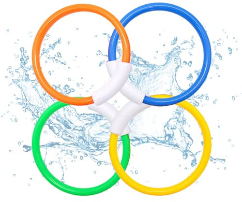 Jiuhao Diving Toys for Kids, 4 Pcs Summer Fun Swimming Pool Dive Toy for Girls & Boys, Underwater Training Toys Diving Games Children's Gifts (Diving Rings)