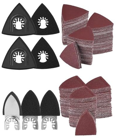 172 Pcs Oscillating Tool Sanding Pad Kit 4 Pcs Triangle Sanding Pads and 3 Pcs Finger Sanding Pads, 165 Pcs Sandpapers for Wood Metal Plaster Surface Polishing Sanding Compatible with Multiple Tools