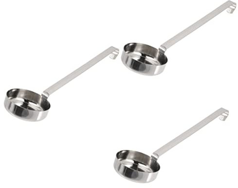 ABOOFAN 3pcs Stainless Steel Spoon Pizza Sauce Ladle Flat Scoop for Hot Oil Soup Easy Cleaning for Pizzas Sauce