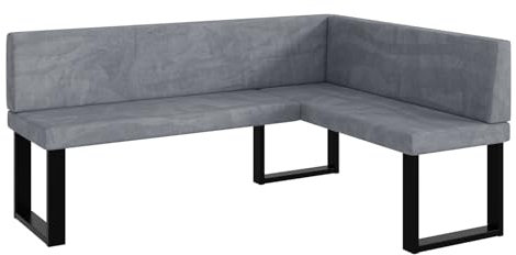 MEBLINI Eckbank für Esszimmer - Küchenbank - Essecke - Sitzecke Küche - Toni - U-Beine 128x168x87cm Rechts - Grau Samt