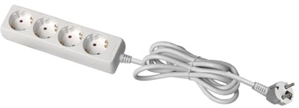 GTV Prolunga domestica con 4 prese Schuko, lunghezza 3 m, carico massimo 3500 W, spina europea, durevole e sicuro